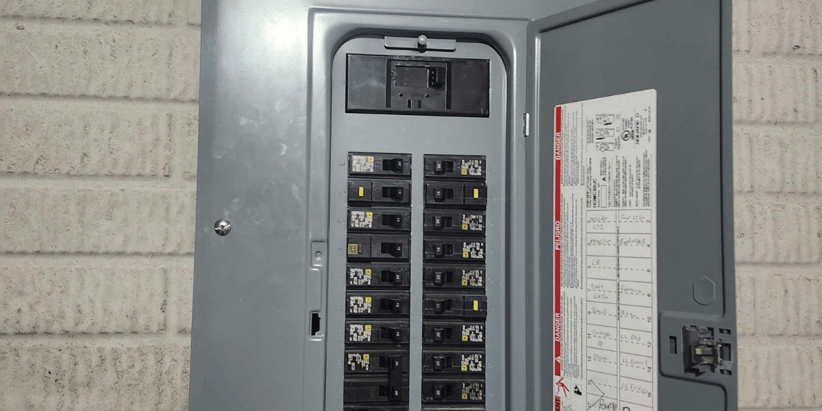 An open electrical panel