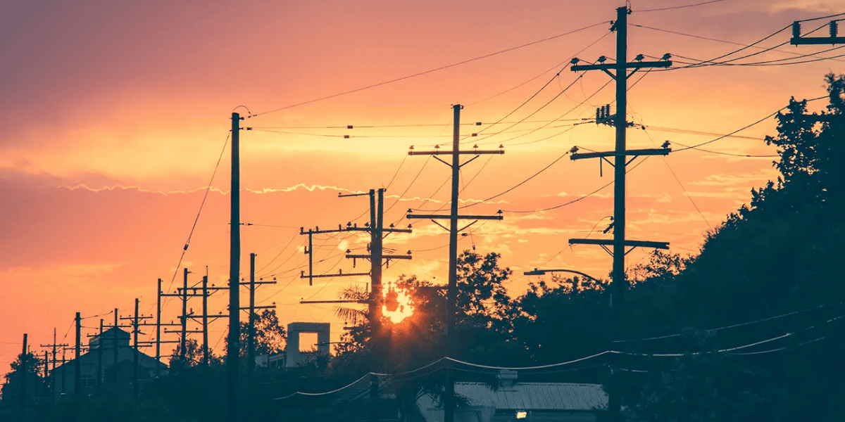 Powerlines in sunset